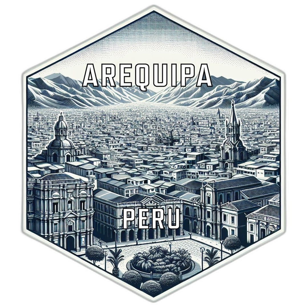 Arequipa Peru Souvenir Travel Destination Die Cut Hexagon Fridge Magnet Image 1