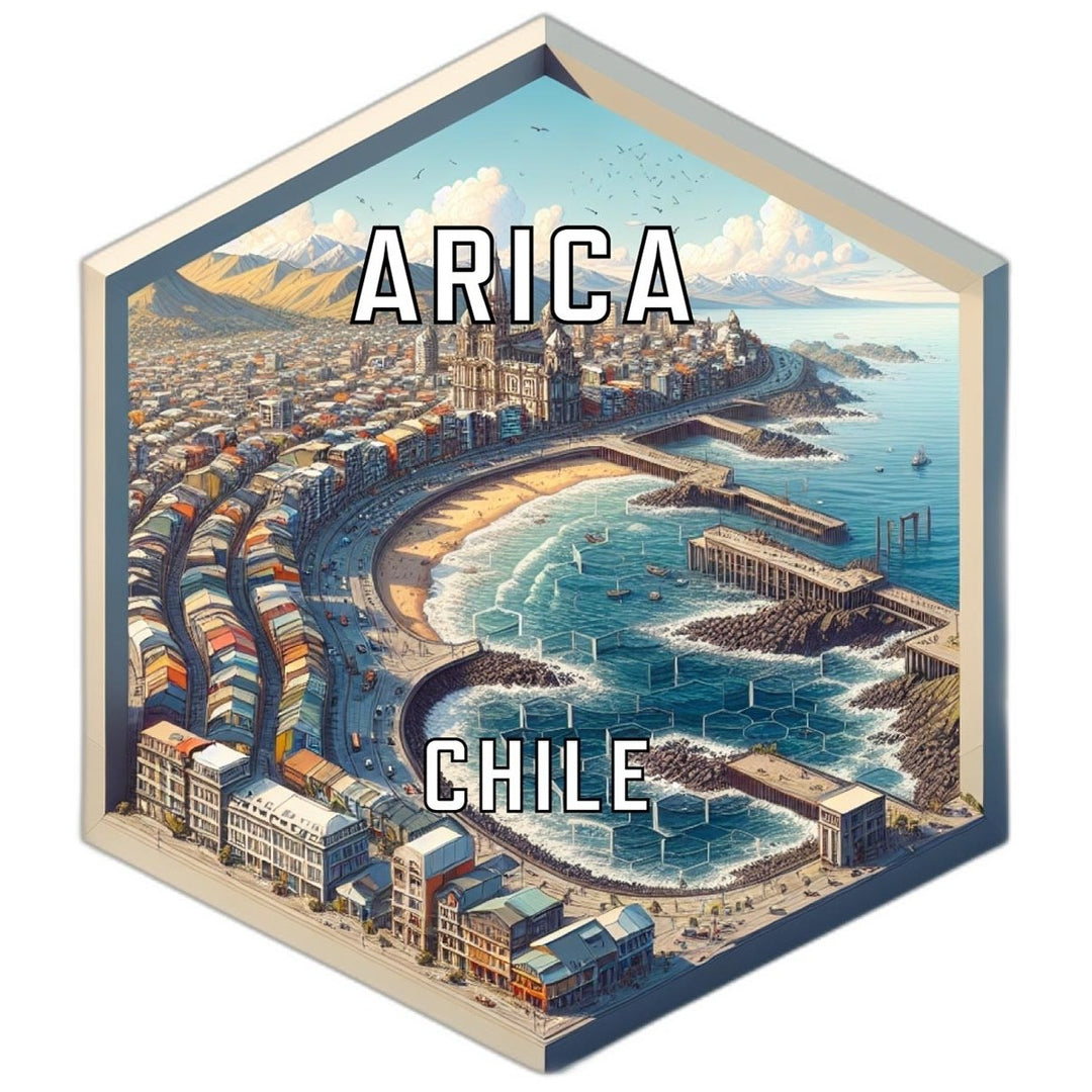 Arica Chile Souvenir Travel Destination Die Cut Hexagon Fridge Magnet Image 1