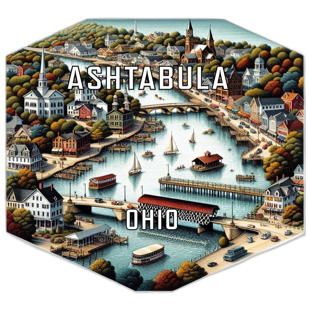 Ashtabula Ohio Souvenir Travel Destination Die Cut Hexagon Fridge Magnet Image 1