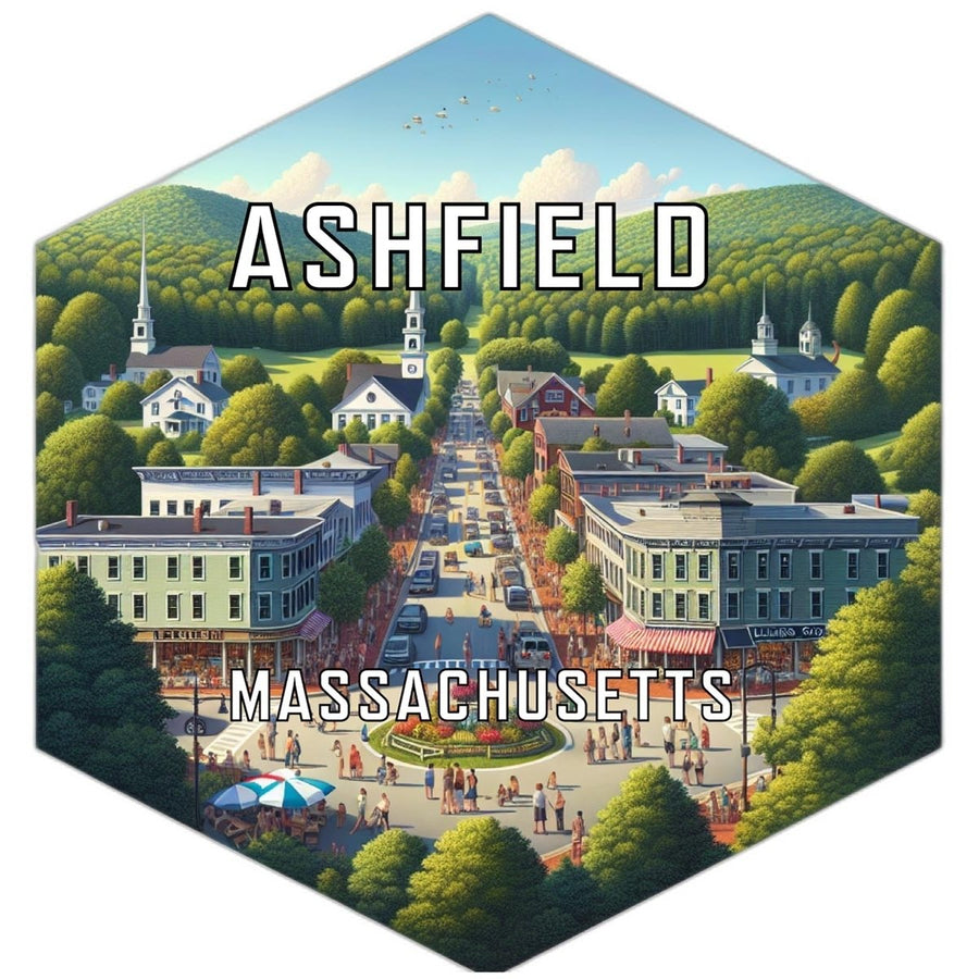 Ashfield Massachusetts Souvenir Travel Destination Die Cut Hexagon Fridge Magnet Image 1