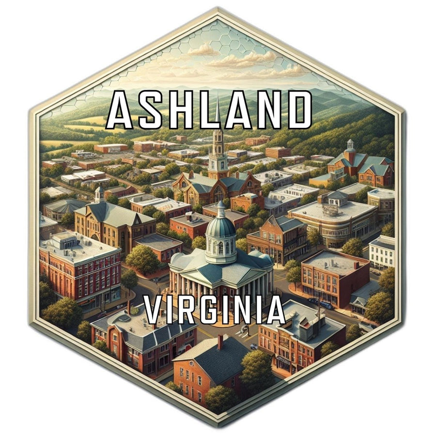 Ashland Virginia Souvenir Travel Destination Die Cut Hexagon Fridge Magnet Image 1