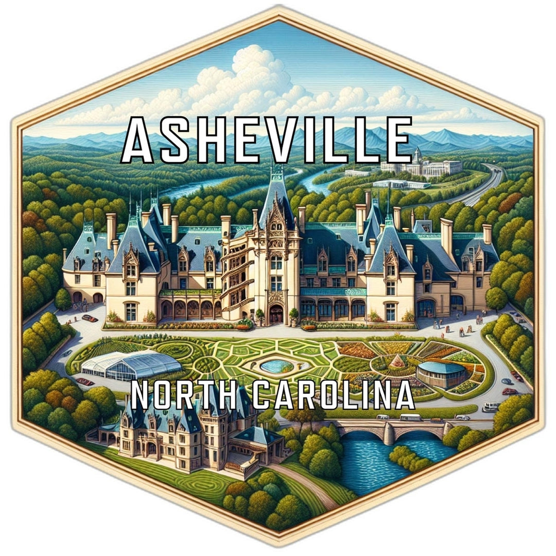 Asheville North Carolina Souvenir Travel Destination Die Cut Hexagon Fridge Magnet Image 1