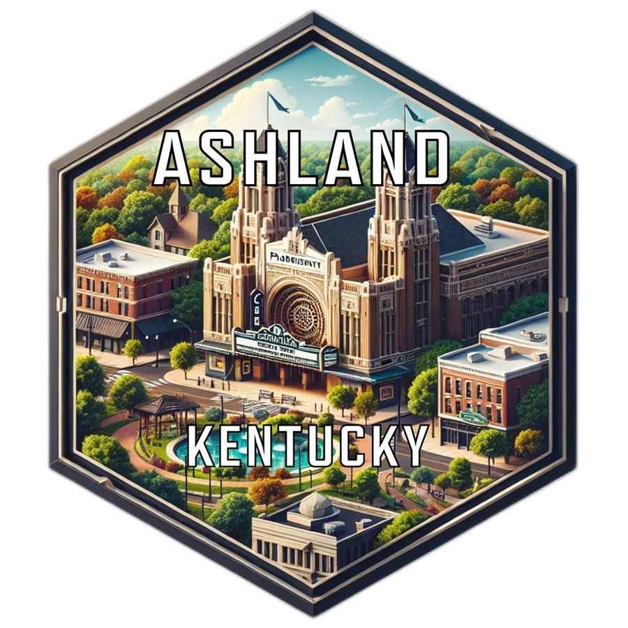 Ashland Kentucky Souvenir Travel Destination Die Cut Hexagon Fridge Magnet Image 1