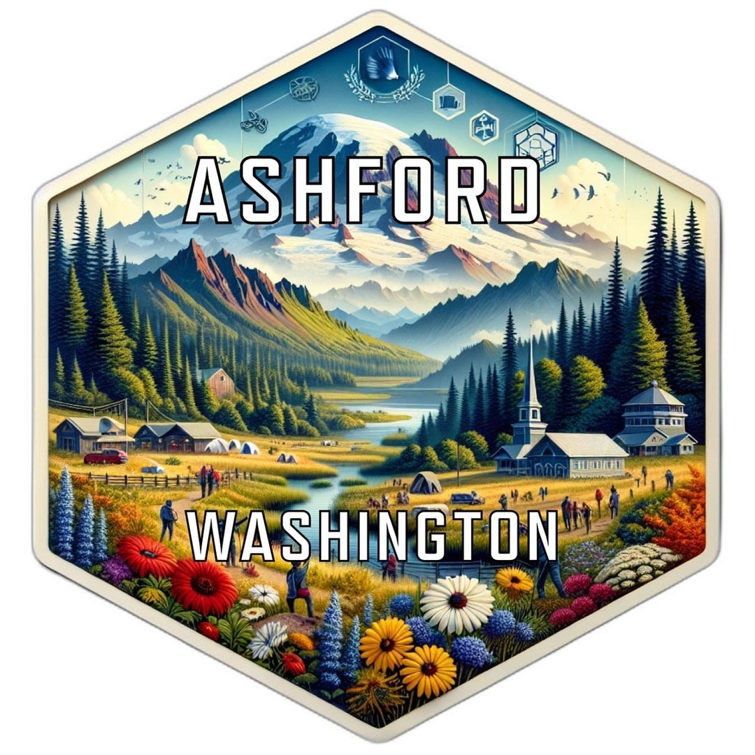 Ashford Washington Souvenir Travel Destination Die Cut Hexagon Fridge Magnet Image 1