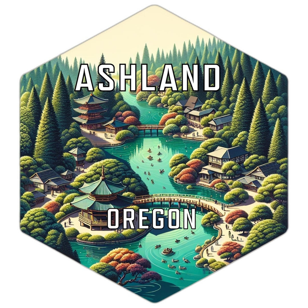 Ashland Oregon Souvenir Travel Destination Die Cut Hexagon Fridge Magnet Image 1