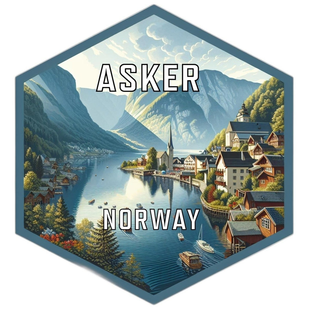 Asker Norway Souvenir Travel Destination Die Cut Hexagon Fridge Magnet Image 1