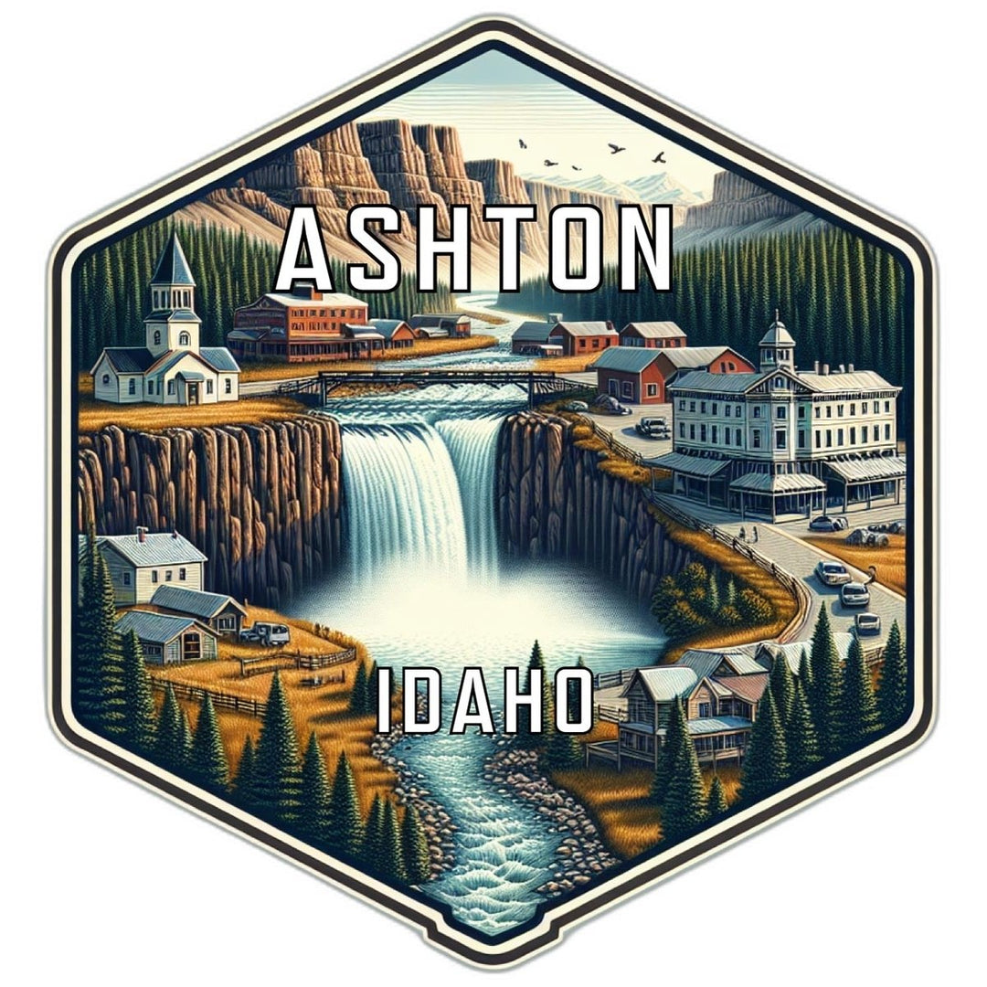 Ashton Idaho Souvenir Travel Destination Die Cut Hexagon Fridge Magnet Image 1