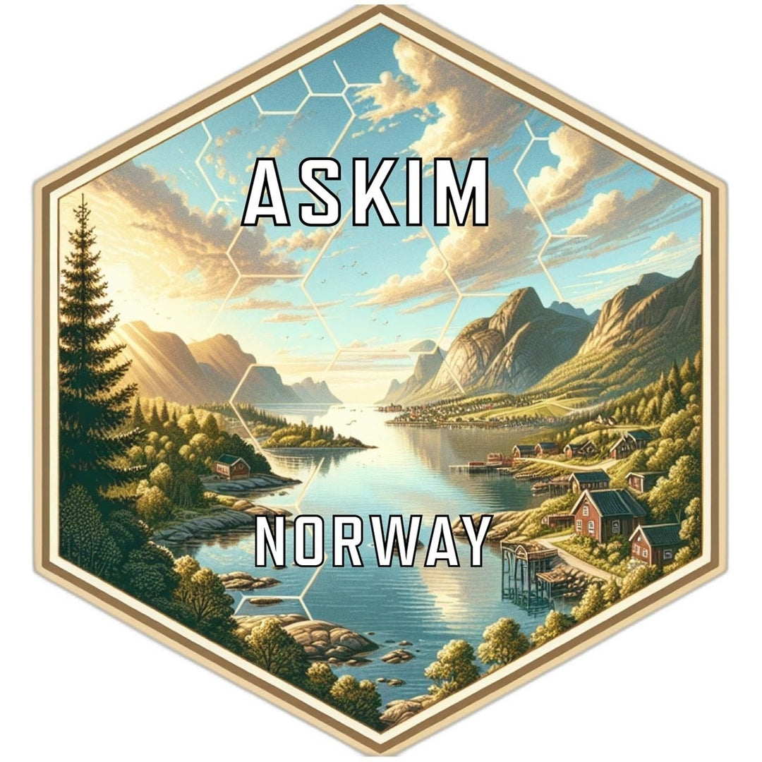 Askim Norway Souvenir Travel Destination Die Cut Hexagon Fridge Magnet Image 1