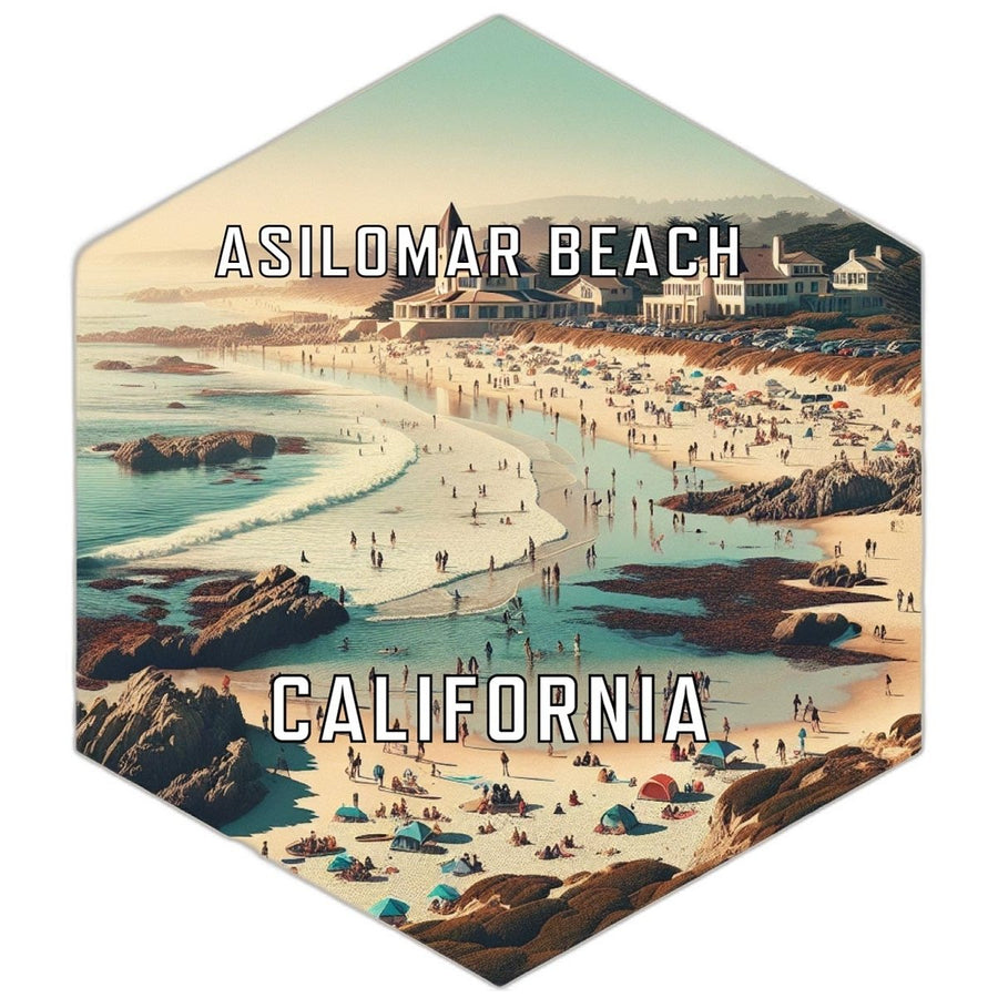 Asilomar Beach California Souvenir Travel Destination Die Cut Hexagon Fridge Magnet Image 1