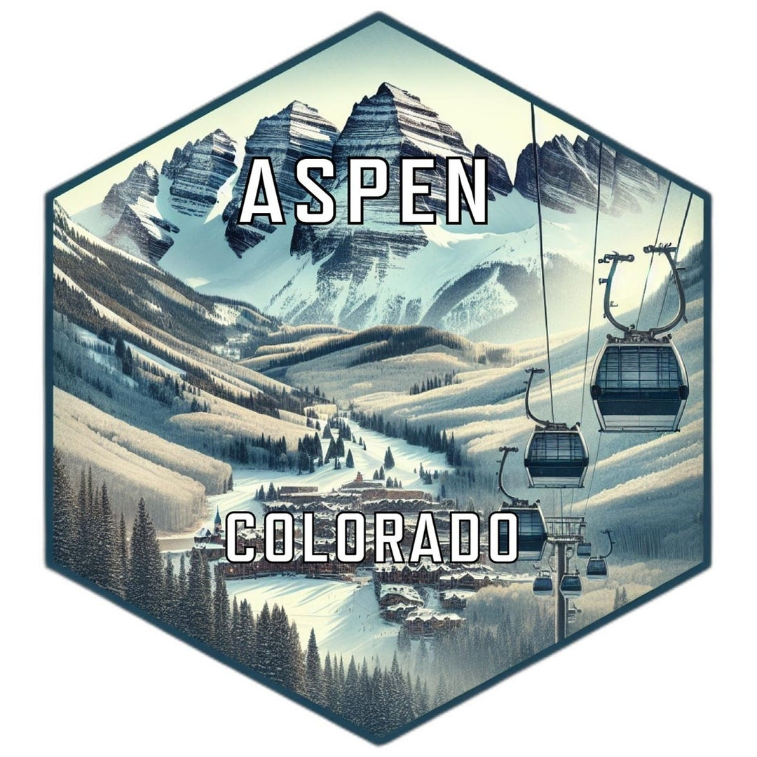 Aspen Colorado Souvenir Travel Destination Die Cut Hexagon Fridge Magnet Image 1