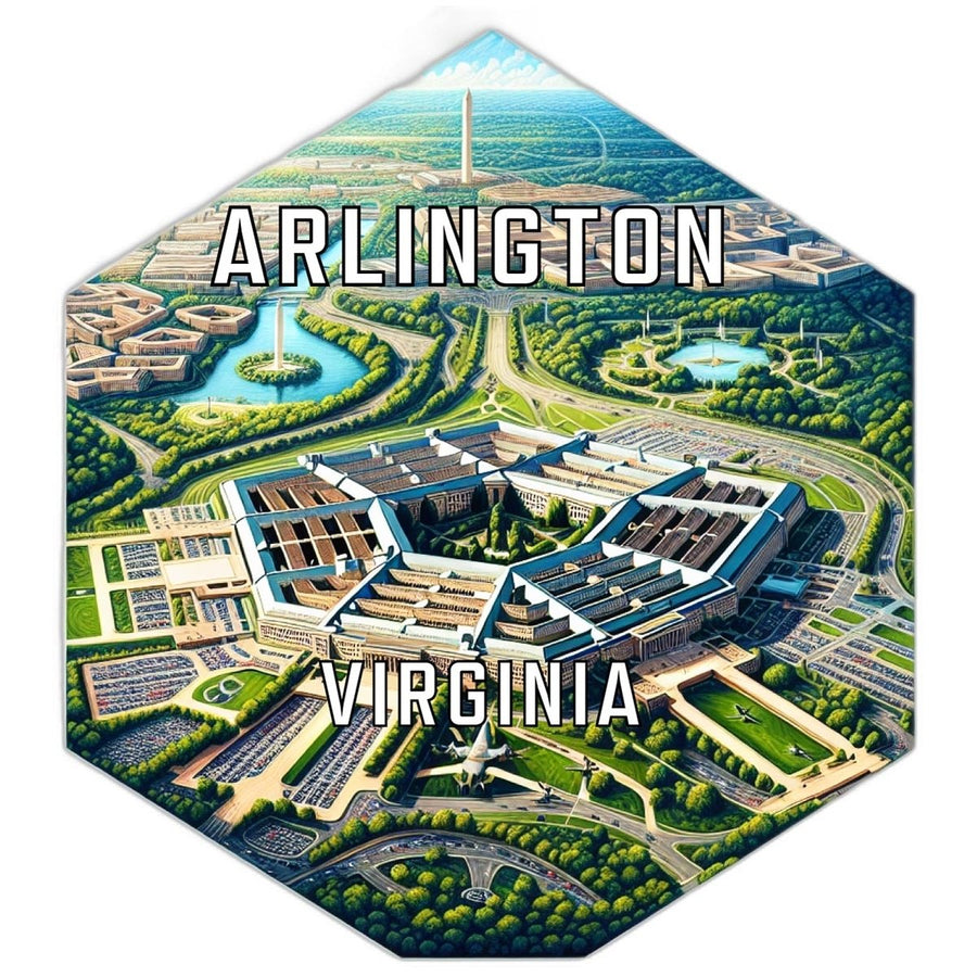 Arlington Virginia Souvenir Travel Destination Die Cut Hexagon Fridge Magnet Image 1