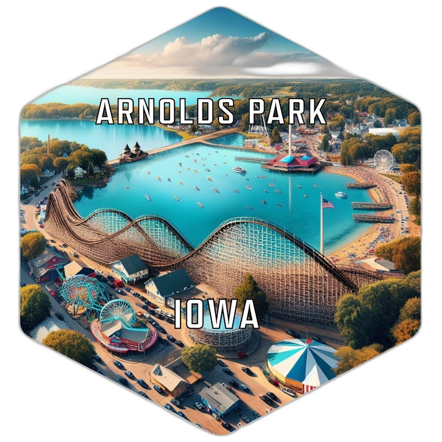 Arnolds Park Iowa Souvenir Travel Destination Die Cut Hexagon Fridge Magnet Image 1