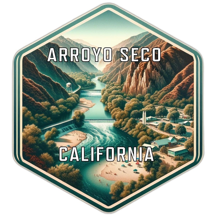 Arroyo Seco California Souvenir Travel Destination Die Cut Hexagon Fridge Magnet Image 1