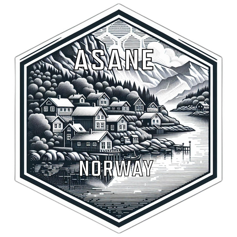 Asane Norway Souvenir Travel Destination Die Cut Hexagon Fridge Magnet Image 1