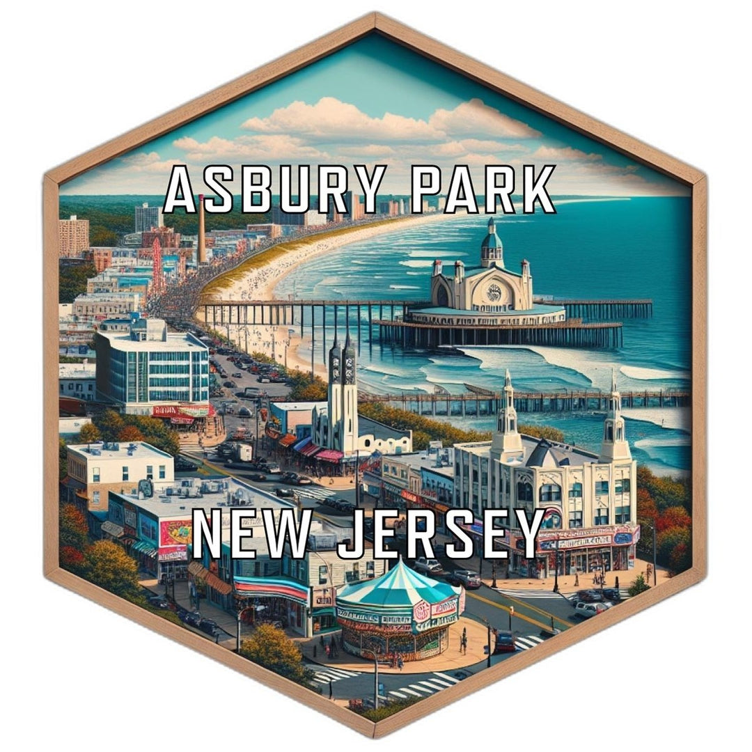 Asbury Park Jersey Souvenir Travel Destination Die Cut Hexagon Fridge Magnet Image 1