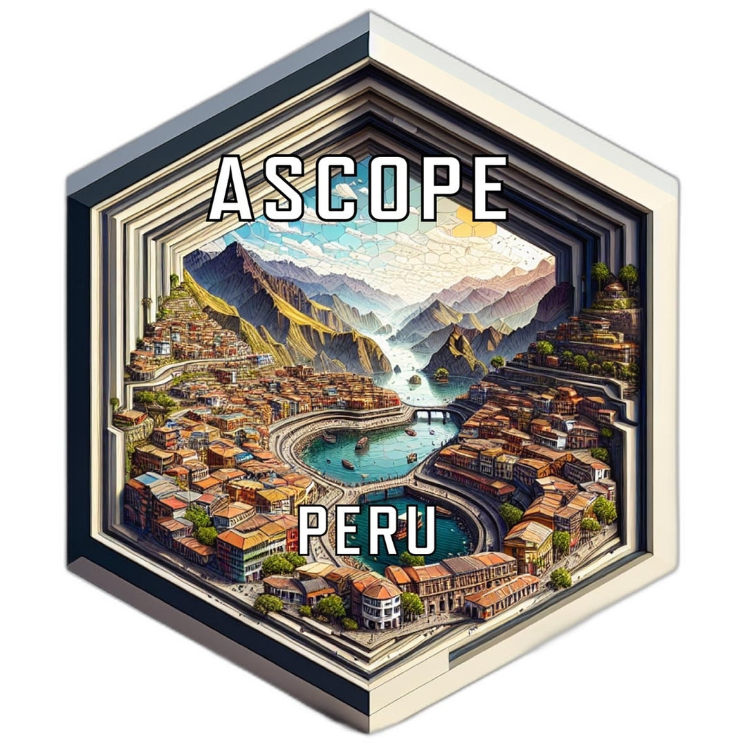 Ascope Peru Souvenir Travel Destination Die Cut Hexagon Fridge Magnet Image 1