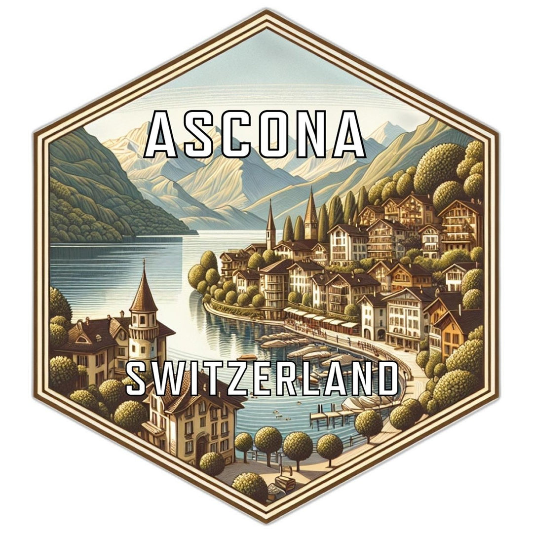 Ascona Switzerland Souvenir Travel Destination Die Cut Hexagon Fridge Magnet Image 1