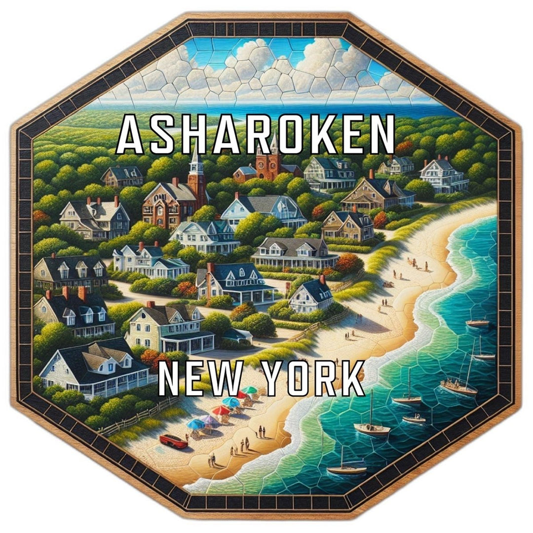 Asharoken York Souvenir Travel Destination Die Cut Hexagon Fridge Magnet Image 1