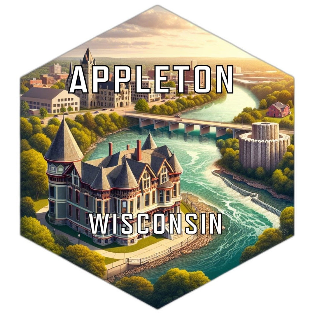 Appleton Wisconsin Souvenir Travel Destination Die Cut Hexagon Fridge Magnet Image 1