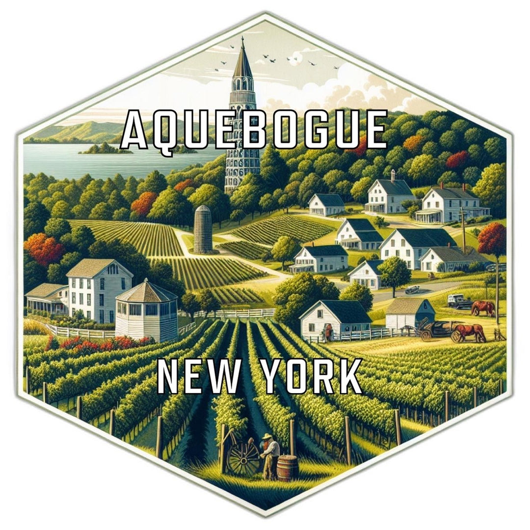 Aquebogue York Souvenir Travel Destination Die Cut Hexagon Fridge Magnet Image 1