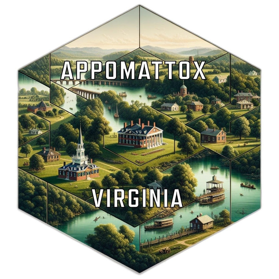 Appomattox Virginia Souvenir Travel Destination Die Cut Hexagon Fridge Magnet Image 1