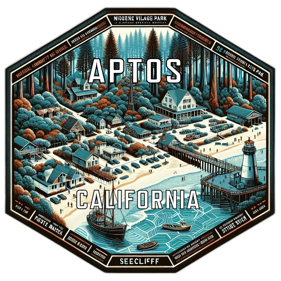 Aptos California Souvenir Travel Destination Die Cut Hexagon Fridge Magnet Image 1