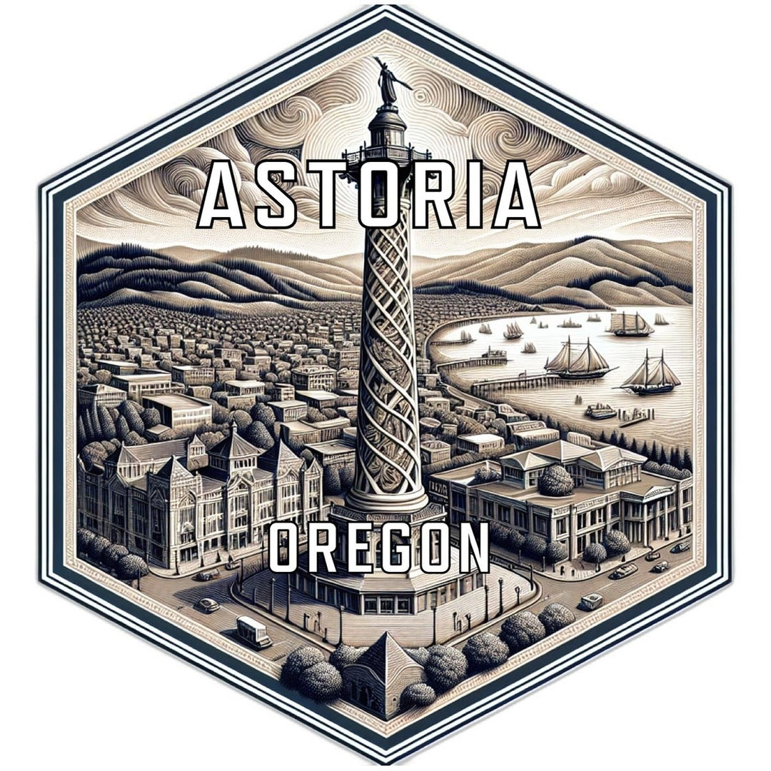 Astoria Oregon Souvenir Travel Destination Die Cut Hexagon Fridge Magnet Image 1