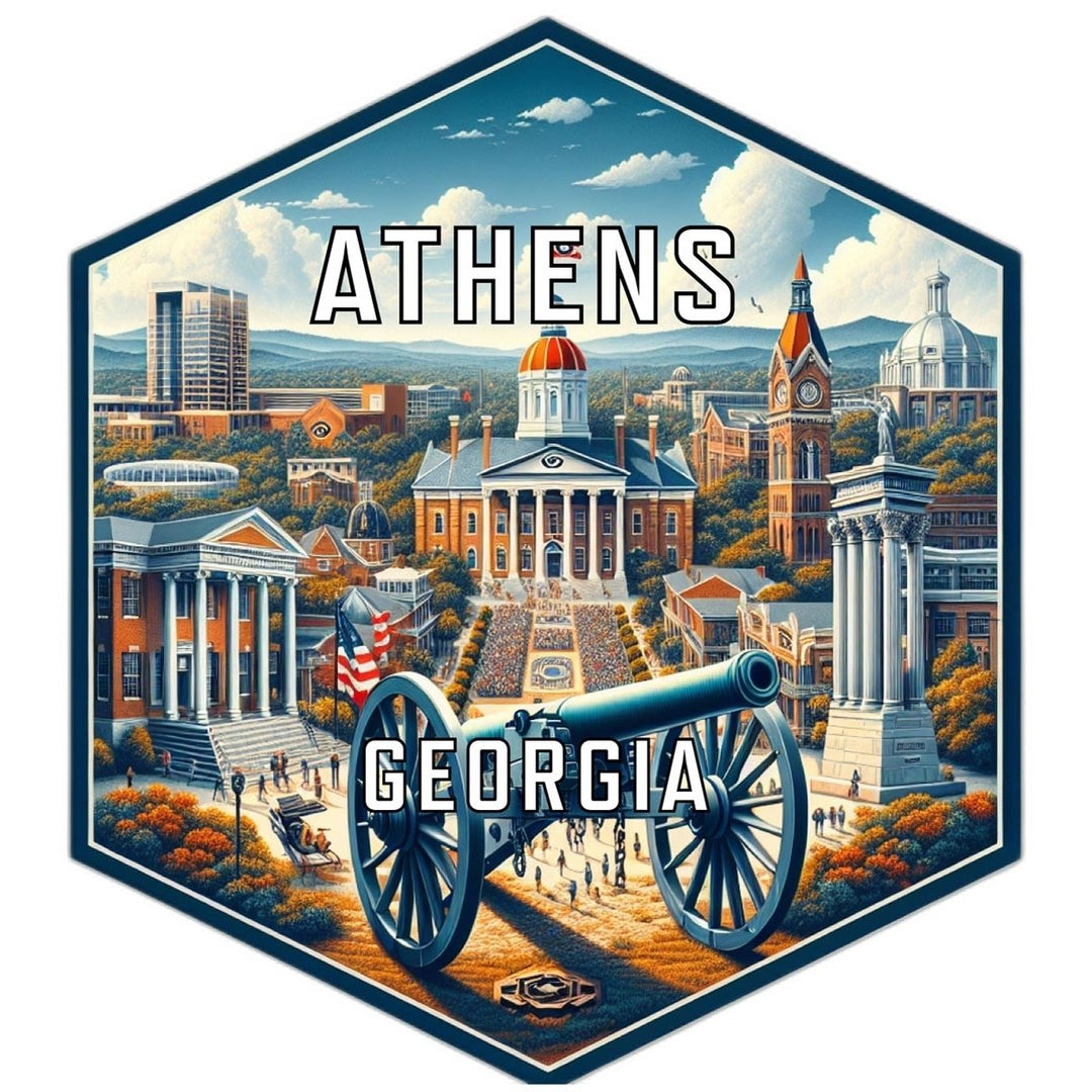 Athens Georgia Souvenir Travel Destination Die Cut Hexagon Fridge Magnet Image 1