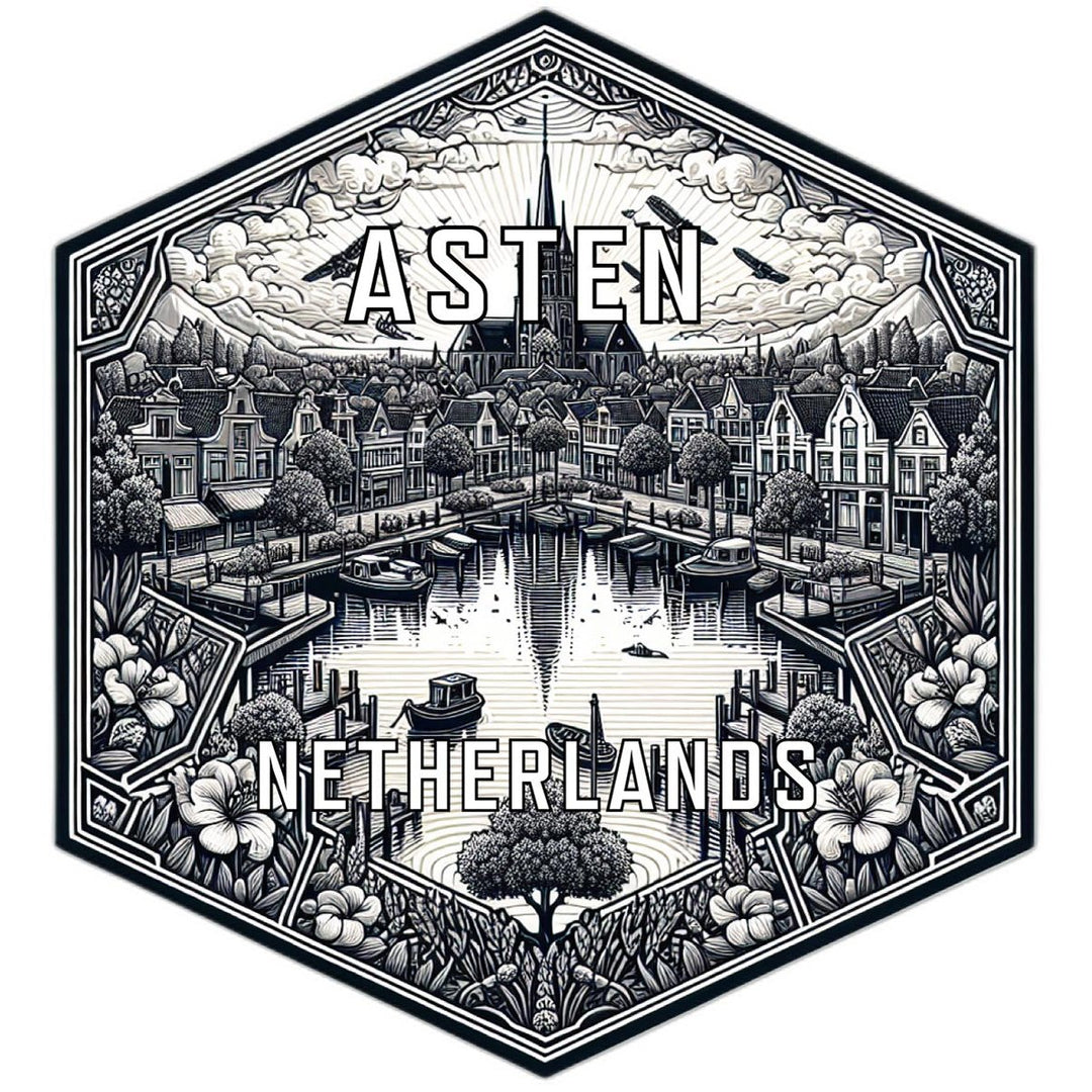 Asten Netherlands Souvenir Travel Destination Die Cut Hexagon Fridge Magnet Image 1