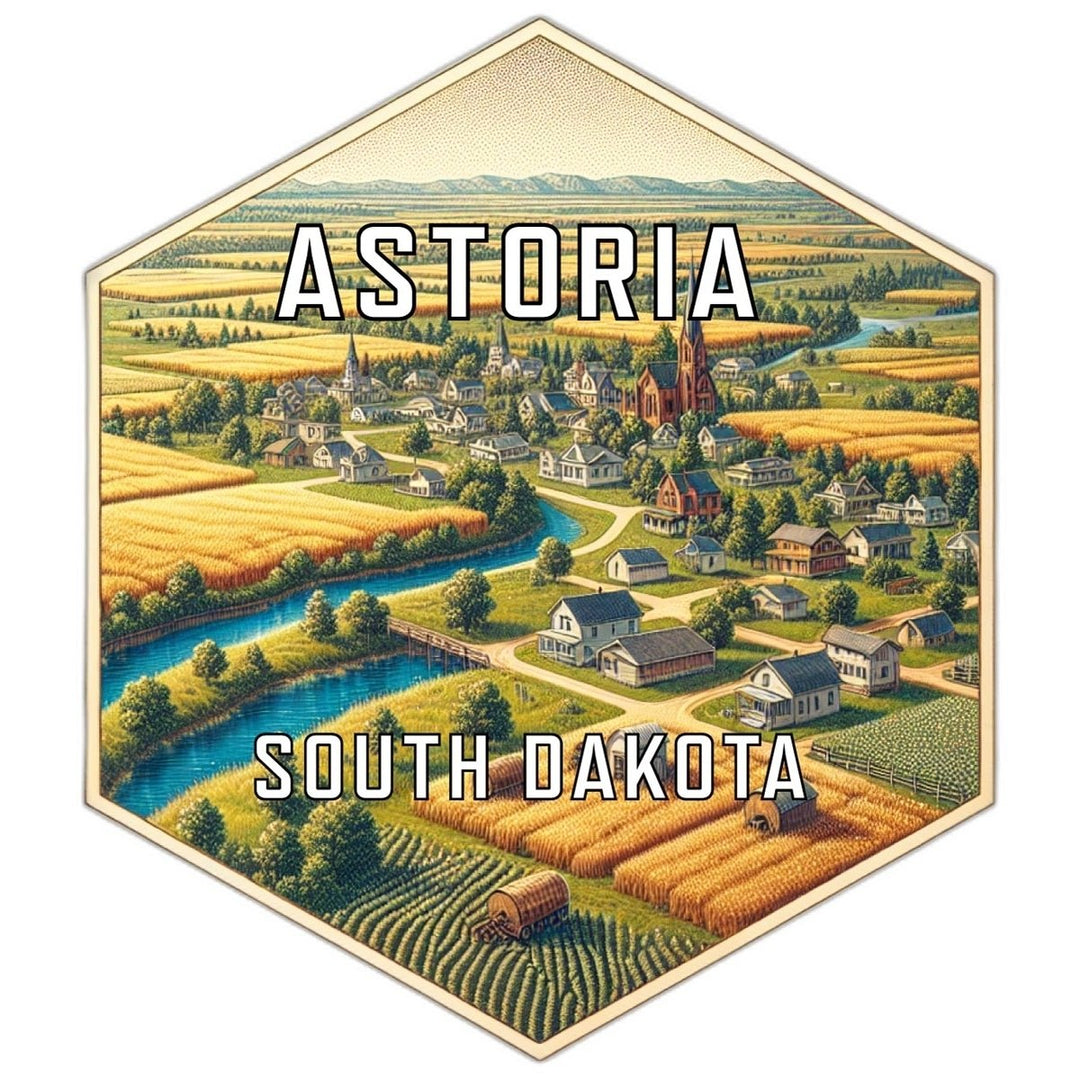 Astoria South Dakota Souvenir Travel Destination Die Cut Hexagon Fridge Magnet Image 1