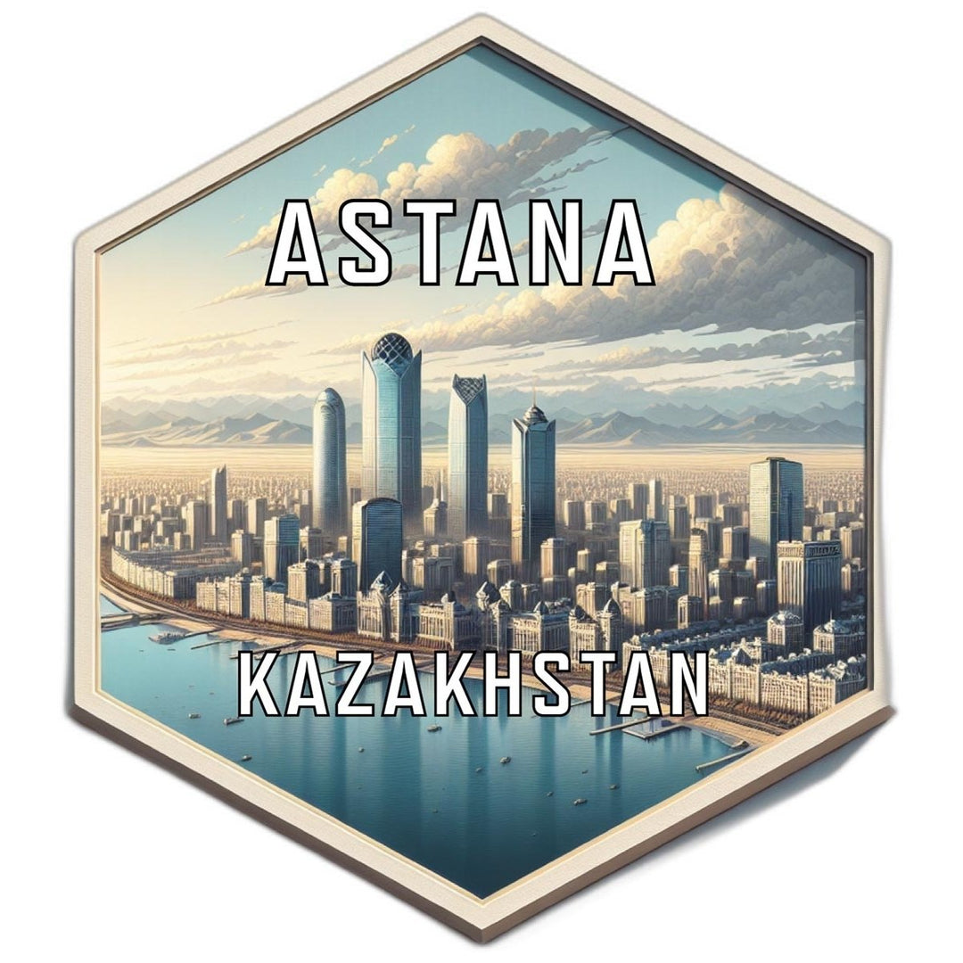 Astana Kazakhstan Souvenir Travel Destination Die Cut Hexagon Fridge Magnet Image 1