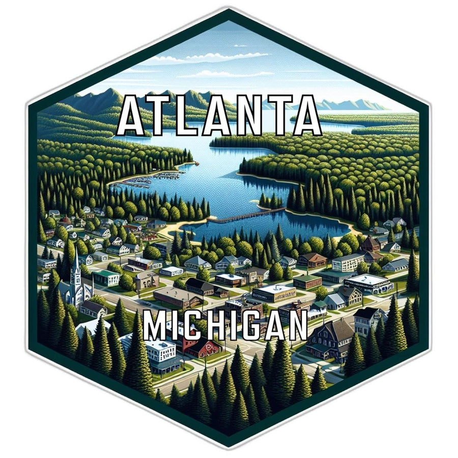 Atlanta Michigan Souvenir Travel Destination Die Cut Hexagon Fridge Magnet Image 1