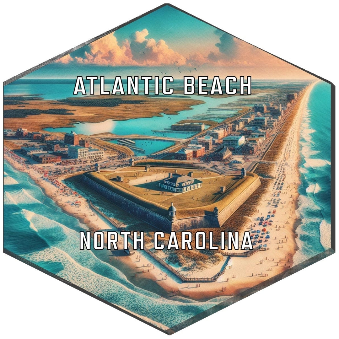 Atlantic Beach North Carolina Souvenir Travel Destination Die Cut Hexagon Fridge Magnet Image 1