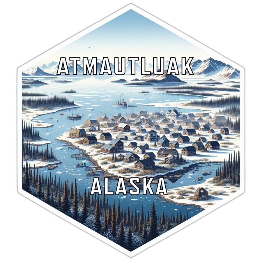 Atmautluak Alaska Souvenir Travel Destination Die Cut Hexagon Fridge Magnet Image 1