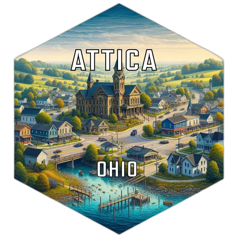 Attica Ohio Souvenir Travel Destination Die Cut Hexagon Fridge Magnet Image 1