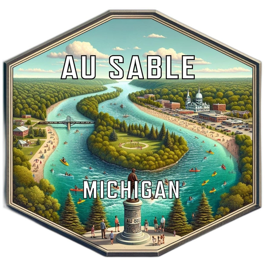 Au Sable Michigan Souvenir Travel Destination Die Cut Hexagon Fridge Magnet Image 1