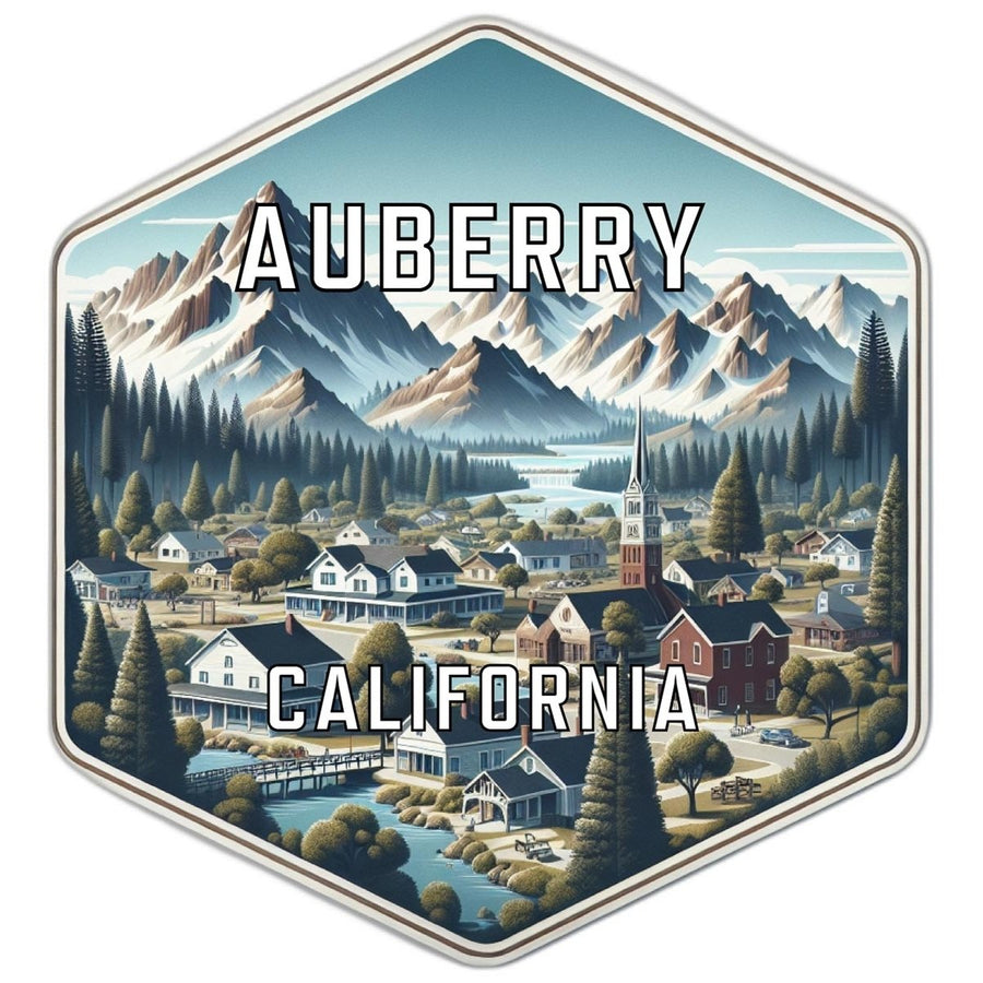 Auberry California Souvenir Travel Destination Die Cut Hexagon Fridge Magnet Image 1