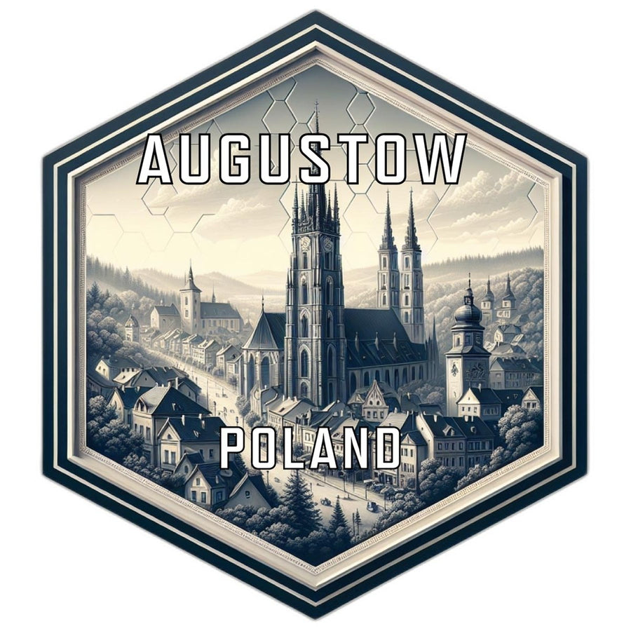 Augustow Poland Souvenir Travel Destination Die Cut Hexagon Fridge Magnet Image 1