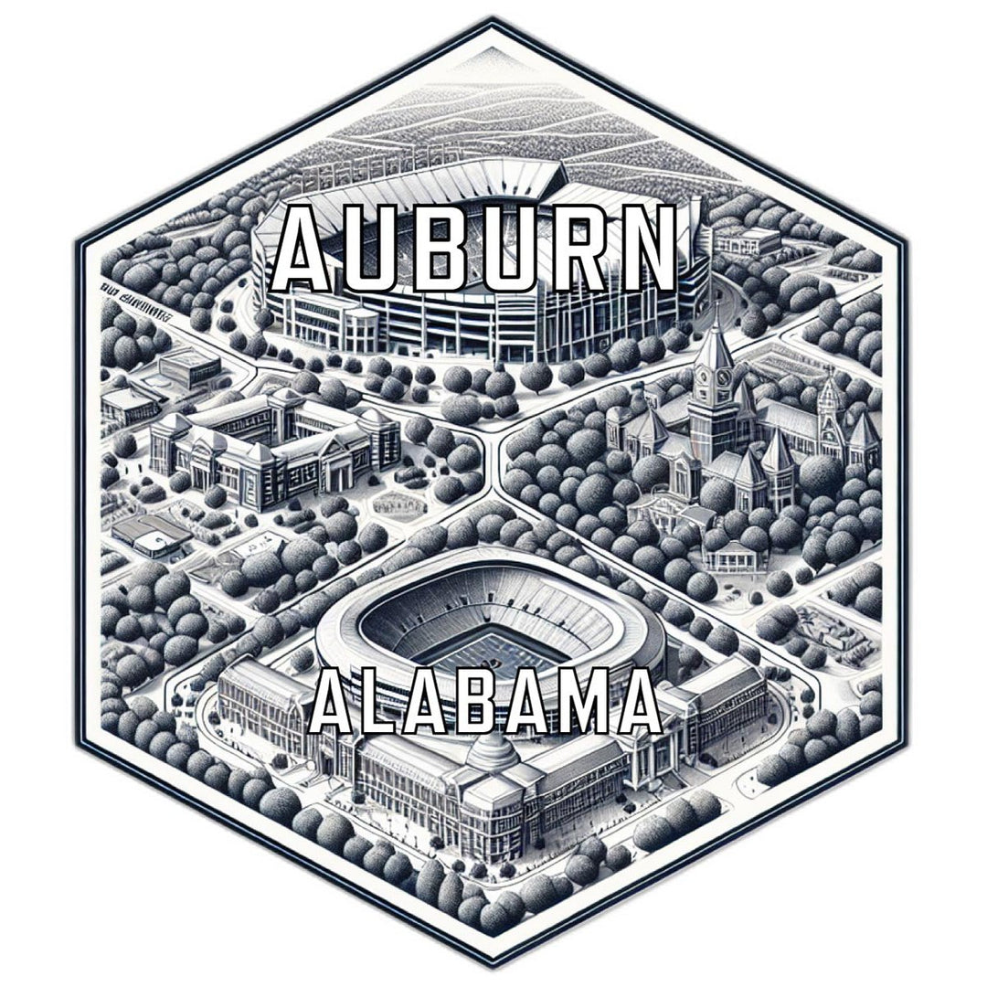 Auburn Alabama Souvenir Travel Destination Die Cut Hexagon Fridge Magnet Image 1