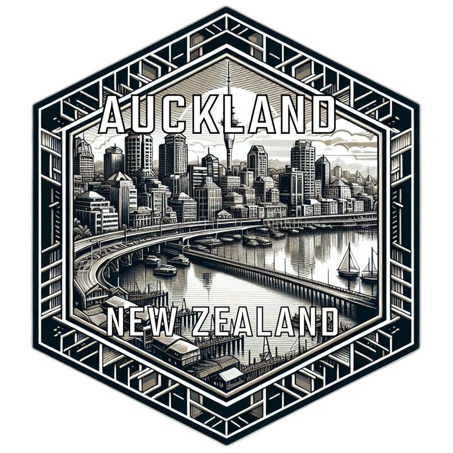 Auckland Zealand Souvenir Travel Destination Die Cut Hexagon Fridge Magnet Image 1