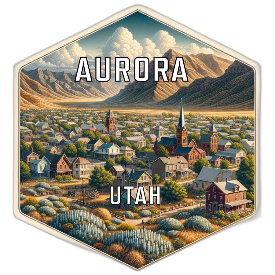 Aurora Utah Souvenir Travel Destination Die Cut Hexagon Fridge Magnet Image 1