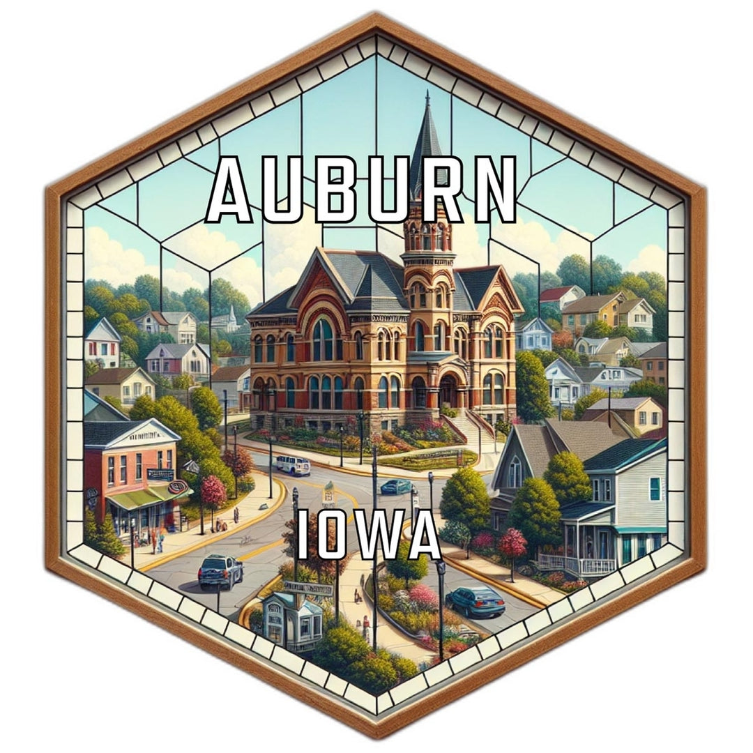 Auburn Iowa Souvenir Travel Destination Die Cut Hexagon Fridge Magnet Image 1