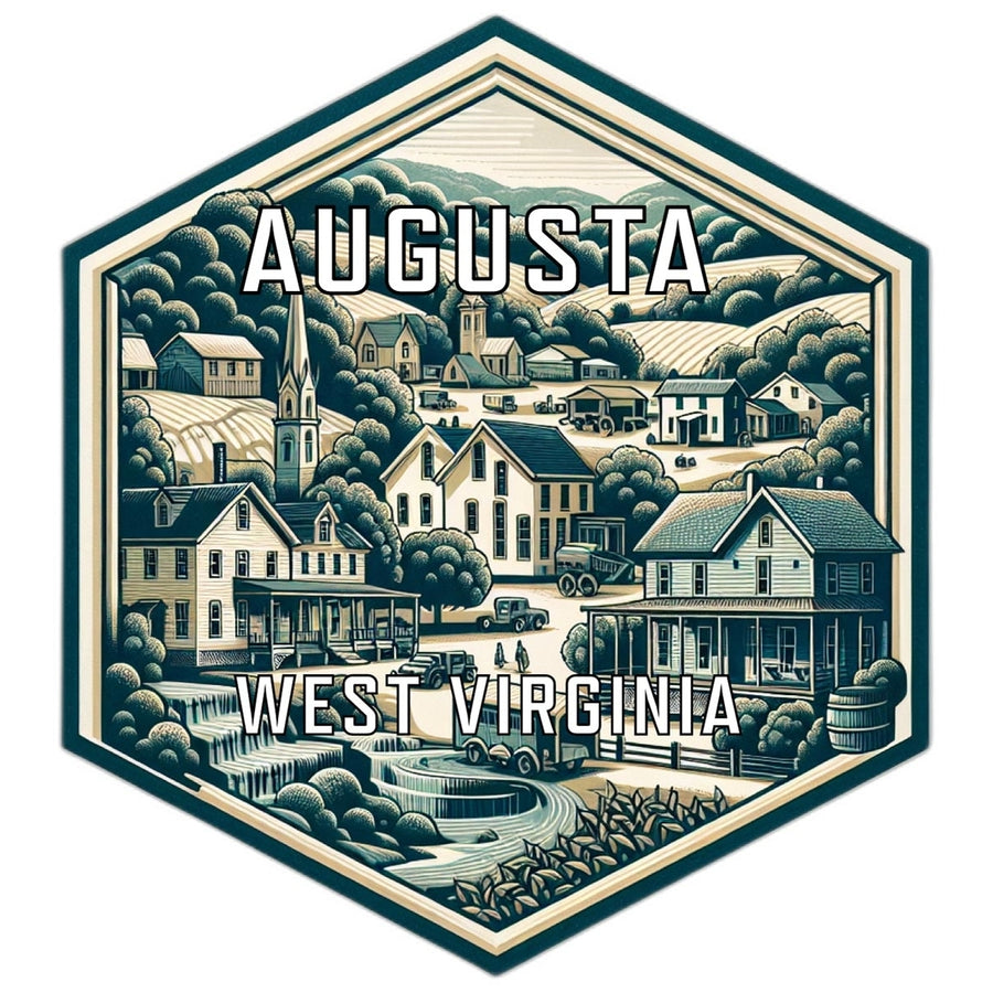 Augusta West Virginia Souvenir Travel Destination Die Cut Hexagon Fridge Magnet Image 1