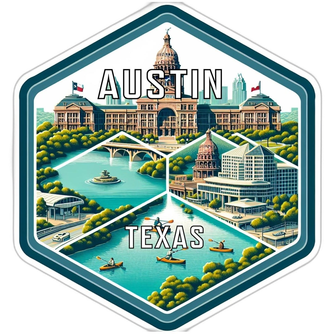 Austin Texas Souvenir Travel Destination Die Cut Hexagon Fridge Magnet Image 1