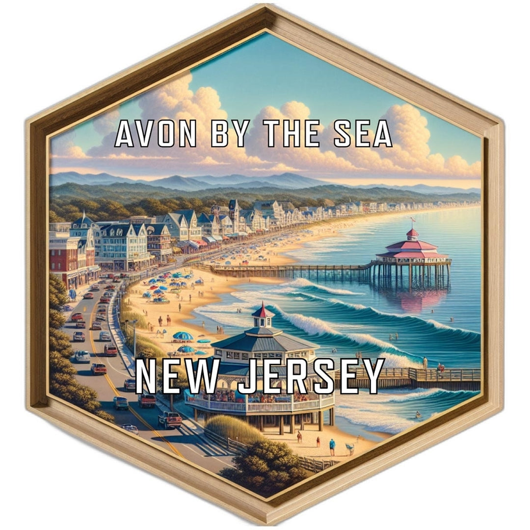 Avon By The Sea Jersey Souvenir Travel Destination Die Cut Hexagon Fridge Magnet Image 1