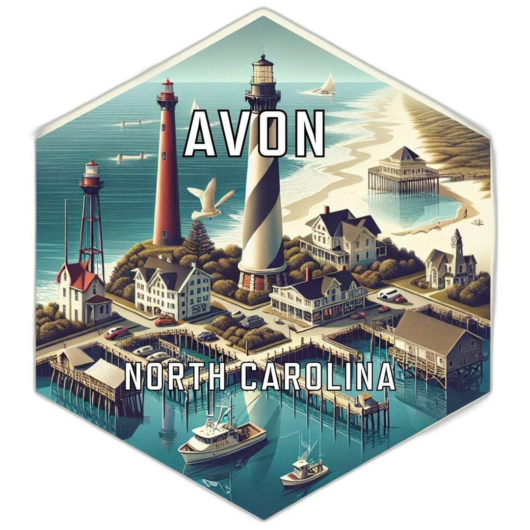 Avon North Carolina Souvenir Travel Destination Die Cut Hexagon Fridge Magnet Image 1