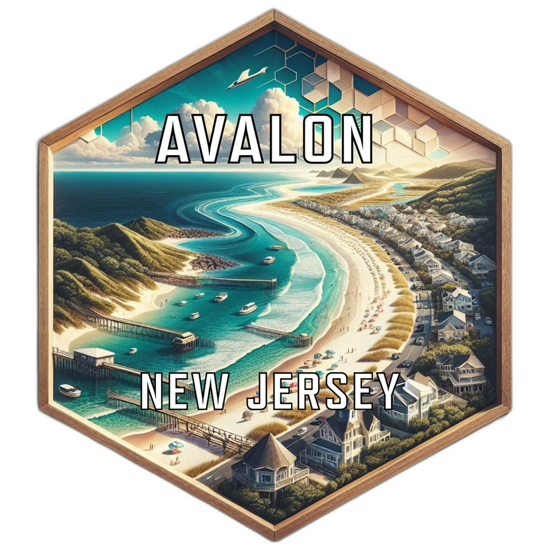 Avalon Jersey Souvenir Travel Destination Die Cut Hexagon Fridge Magnet Image 1