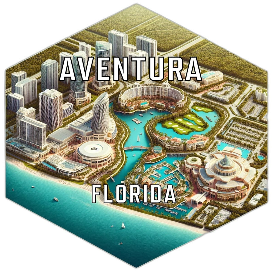 Aventura Florida Souvenir Travel Destination Die Cut Hexagon Fridge Magnet Image 1