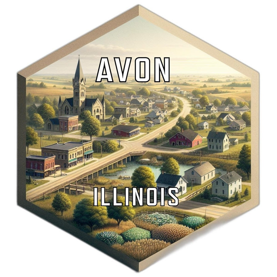 Avon Illinois Souvenir Travel Destination Die Cut Hexagon Fridge Magnet Image 1