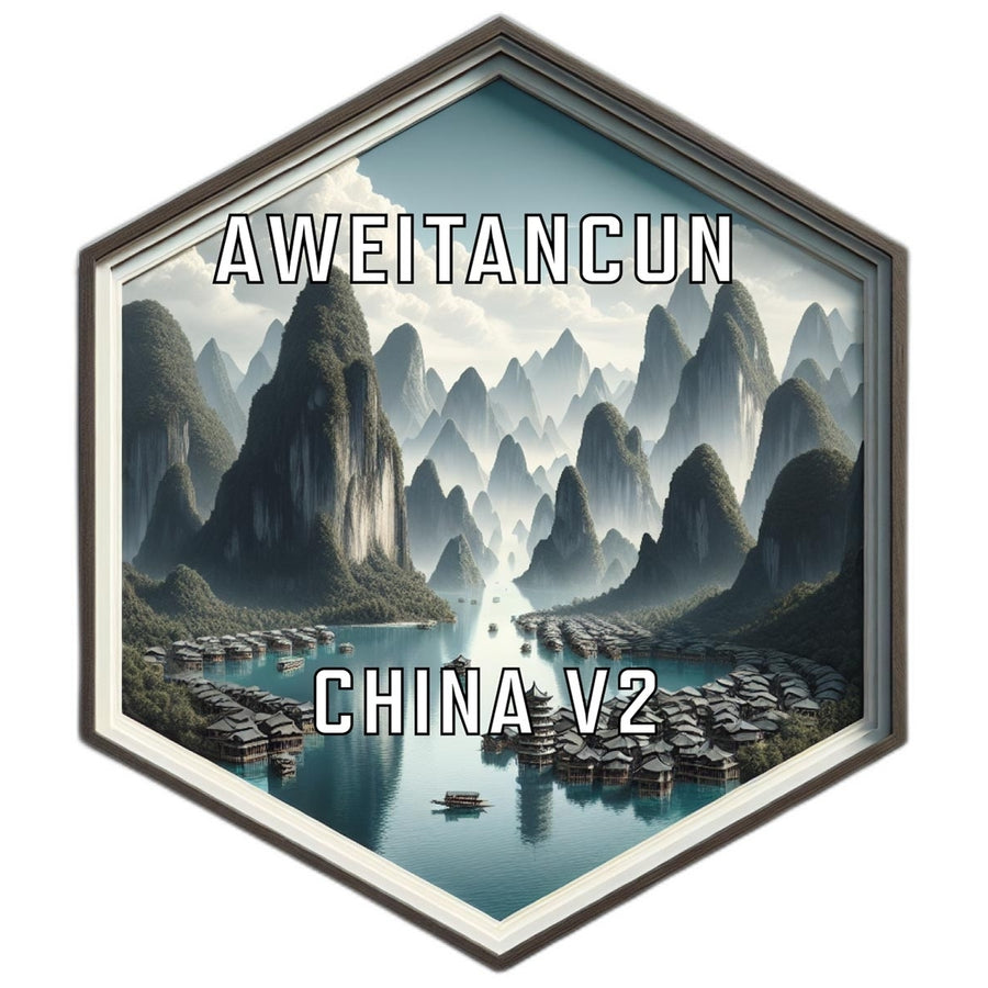 Aweitancun China Souvenir Travel Destination Die Cut Hexagon Fridge Magnet Image 1